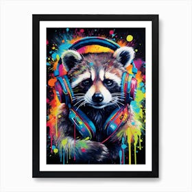 A Dj Raccoon Vibrant Paint Splashot 1 Art Print