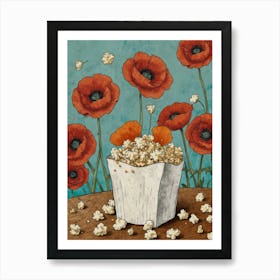 Popcorn Poppies Canvas Print Art Print