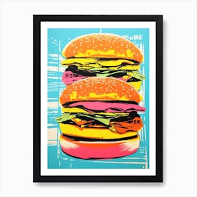 Hamburger Pop Art Retro 2 Art Print