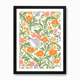 Penguin William Morris Style Bird Art Print