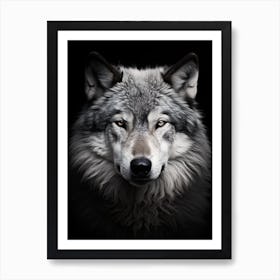 Himalayan Wolf Portrait Black And White 4 Art Print