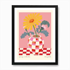 Spring Collection Marigolds Flower Vase 3 Art Print