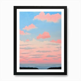 Tranquil Pink Sky At Dawn Retro Art Print