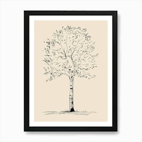 Birch Tree Minimalistic Drawing 4 Art Print