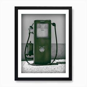 Vintage America Dark Green Gas Pump Art Print