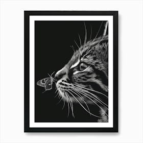 Cat With A Butterfly Art Print