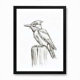 B&W Woodpecker Art Print