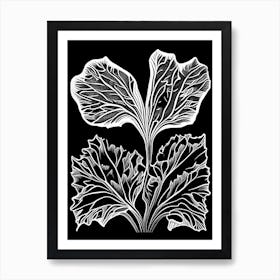 Watercress Leaf Linocut Art Print
