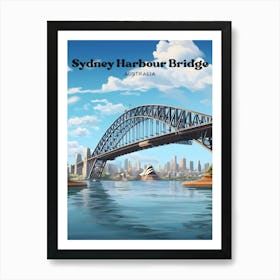 Sydney Harbour Bridge Australia Summer Travel Art Illustration Art Print