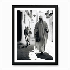 Chefchaouen, Morocco, Black And White Photography 4 Art Print