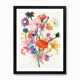 Asters 3 Collage Flower Bouquet Art Print