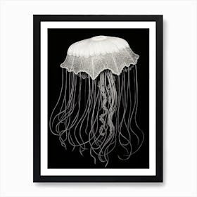 Moon Jellyfish Drawing 3 Art Print