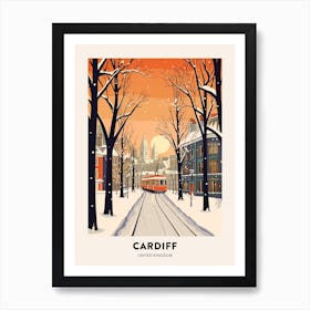 Vintage Winter Travel Poster Cardiff United Kingdom 1 Art Print