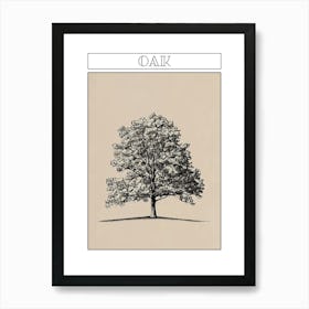 Oak Tree Minimalistic Drawing 1 Poster Art Print