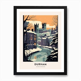 Winter Night  Travel Poster Durham United Kingdom 2 Art Print