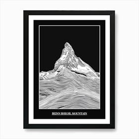 Beinn Bheoil Mountain Line Drawing 1 Poster Art Print