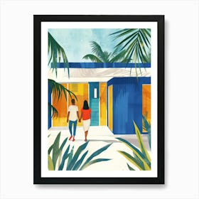 Illustration Of A Couple Walking To Their Home Art Print