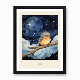 Baby Bird Sleeping In The Clouds Nursery Poster Art Print