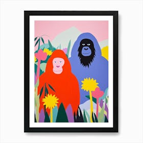 Colourful Kids Animal Art Mountain Gorilla 1 Art Print