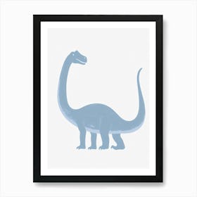 Chalk Blue Dinosaur Silhouette Art Print