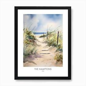 The Hamptons 1 Watercolour Travel Poster Art Print