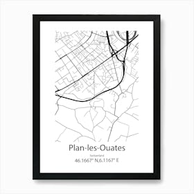 Plan Les Ouates,Switzerland Minimalist Map Art Print