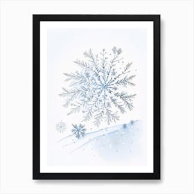 Nature, Snowflakes, Pencil Illustration 1 Art Print