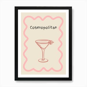 Cosmopolitan Doodle Poster Pink & Red Art Print