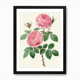 English Roses Painting Vintage Style 1 Art Print