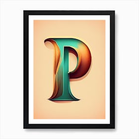 P, Letter, Alphabet Retro Drawing 3 Art Print