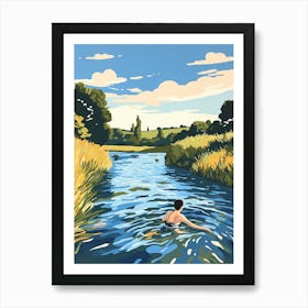 Wild Swimming At River Great Ouse Bedfordshire 2 Art Print