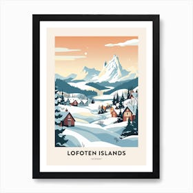 Vintage Winter Travel Poster Lofoten Islands Norway 4 Art Print