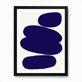 Abstract Bauhaus Shapes Navy Art Print