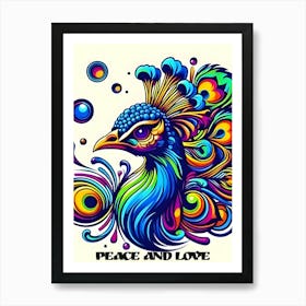 Peace And Love Peacock Art Print