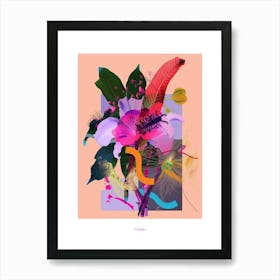 Flower 4 Neon Flower Collage Poster Art Print