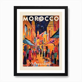 Marrakech Morocco 3 Fauvist Painting Travel Poster Art Print