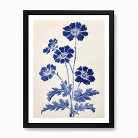 Blue Botanical Cineraria 1 Art Print