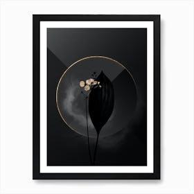 Shadowy Vintage Bulltongue Arrowhead Botanical on Black with Gold n.0174 Art Print