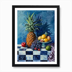 Tropical Fruit Checkerboard Art Print