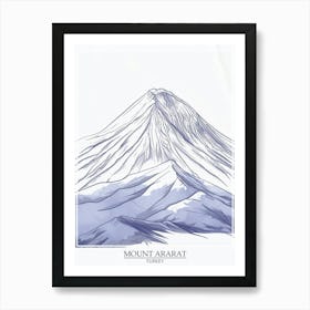 Mount Ararat Turkey Color Line Drawing 7 Poster Art Print