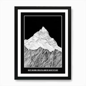 Ben More Crianlarich Mountain Line Drawing 2 Poster Art Print