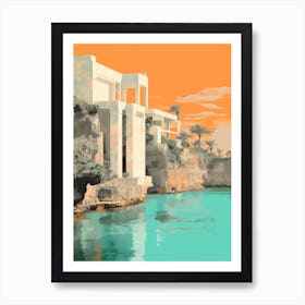 Horseshoe Bay Beach Bermuda Abstract Orange Hues 2 Art Print