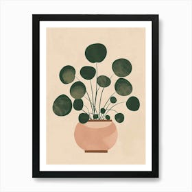 Pilea Plant Minimalist Illustration 4 Art Print