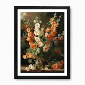 Baroque Floral Still Life Hollyhock 4 Art Print