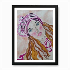 Girl with chestnut hair Art Print