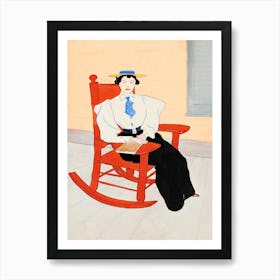 Young Woman Seated In A Red Rocking Chair, Edward Penfield Art Print