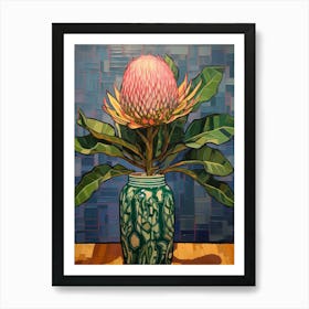 Flowers In A Vase Still Life Painting Protea 3 Art Print