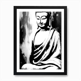 Buddha Symbol 1 Black And White Painting Art Print