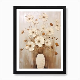 Cosmos, Autumn Fall Flowers Sitting In A White Vase, Farmhouse Style 1 Art Print