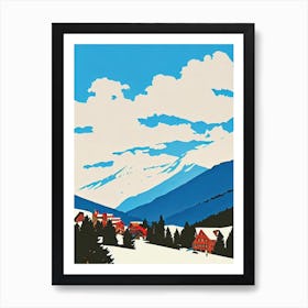 Courchevel 2, France Midcentury Vintage Skiing Poster Art Print